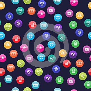 Circle Icons - Internet Security seamless pattern.