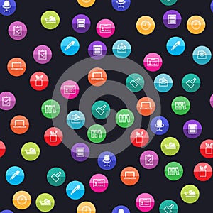 Circle Icons - More Office seamless pattern.