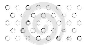 Circle Icons, Progress Loading Symbols. Isolated Circular Vector Signs Set For Web Interface. Downloading Indication