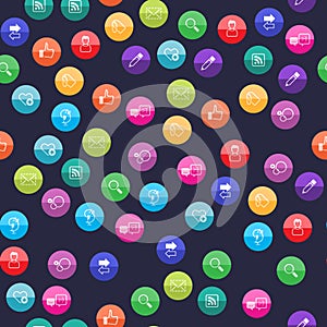 Circle Icons - Social Network seamless pattern.
