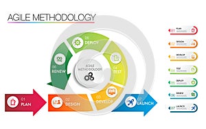 Circle infographic agile strategic methodology design template used for workflow