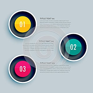 Circle infographic design with three steps