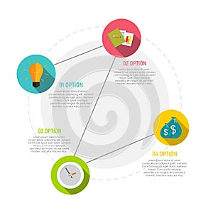 Circle Infographic Elements Templates for Business Workflow Presentation with Steps Timeline or Job Options Vector