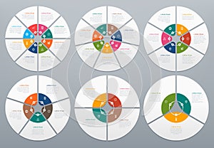 Circle infographic. Round diagram of process steps, circular chart with arrow. Circles and arrows graph charts vector