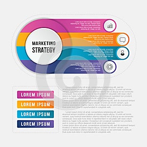 Circle infographic template with 4 options, design business element for annual report, workflow and presentation.