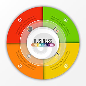 Circle infographic template four option, process or step for business presentation