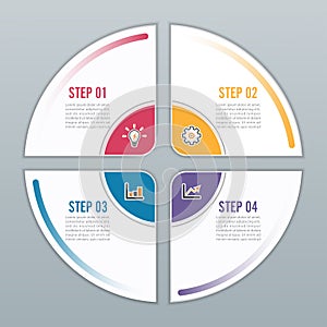 Circle infographic template four option, process or step for business presentation