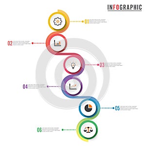 Circle infographic template six option, process or step for business presentation