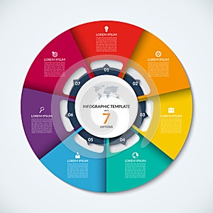 Circle infographic template. Vector layout with 7 options