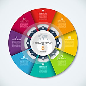 Circle infographic template. Vector layout with 8 options