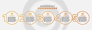 Circle Infographic thin line design with icons and 5 options or steps. Infographics for business concept. Can be used for presenta photo