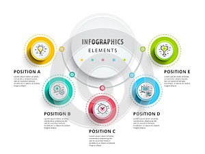 Circle infographics elements design. Abstract business workflow