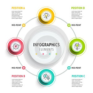 Circle infographics elements design. Abstract business workflow