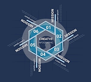 Circle infographics elements design with numbers 6 option, 6 step. can be used for workflow layout, diagram