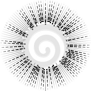 circle irregular rays boths ends space center line tapering outwards