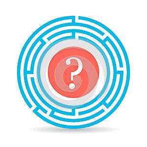 Circle labyrinth icon with question mark