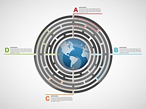 Circle labyrinth infographic design template.