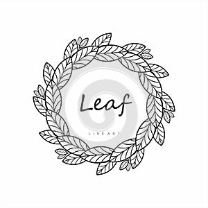 Circle leaf, line art frame design