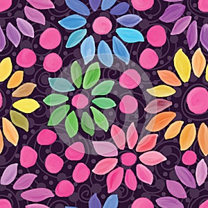 Circle leaf petal seamless pattern