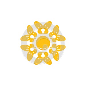 Circle light bulb butterfly team work logo vector