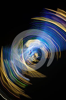 Circle light trail isolate black background