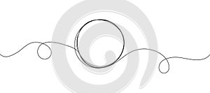 Circle line, grunge vector in continuous, sketch style. Frame outline