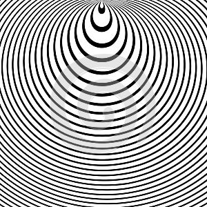 Circle lines pattern.  Abstract convex texture. 3D illusion