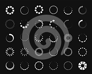 Circle loader icon. Round progress bar and download symbol for application UI, countdown and wait indicator. Vector