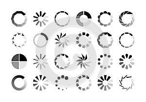 Circle loader. Wait load spinning circle preloader website template interface buffering waiting gif upload download
