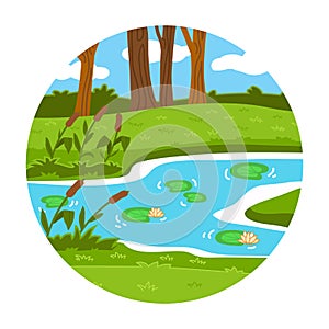 Circle locations, little landscape (summer pond in the woods)