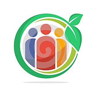 Circle logo icon for community with vegetarian lifestyle, healthy lifestyle