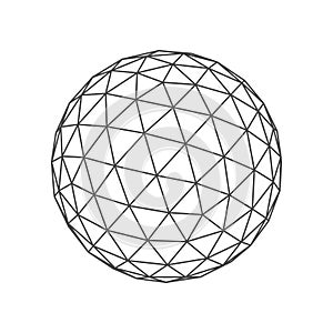 Circle low poly line geometric shape, lattice grid
