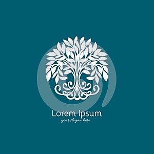 Circle luxury vintage grow tree logo template design.