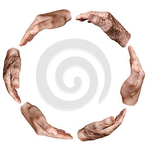 Circle made of old and young hands