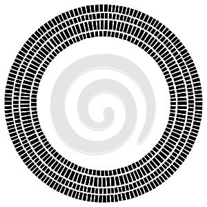 Circle made of rectangles. Irregular circular element. Abstract