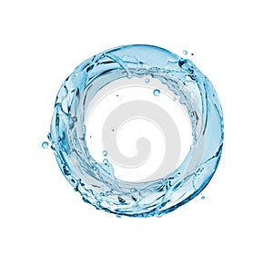 Circle made of water splashes isolated on white background