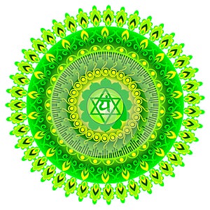 Circle mandala pattern. Anahata chakra.