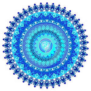 Circle mandala pattern. Vishuddha chakra. photo