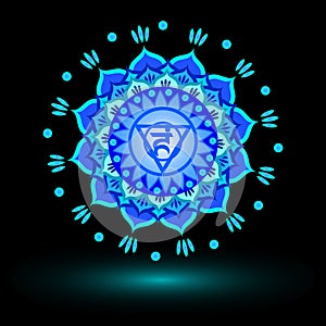 Circle mandala pattern. Vishuddha chakra.