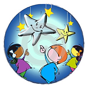 Circle Mandala with Stars Cartoon for Baby Children-Diversity
