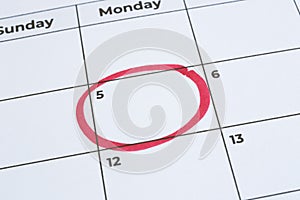 Circle mark important day and reminder calendar.