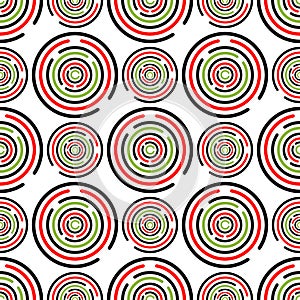 Circle maze colorful seamless pattern on white background