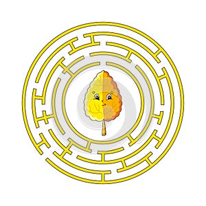 Circle maze. Game for kids. Puzzle for children. Round labyrinth conundrum. Color vector illustration. Find the right path.