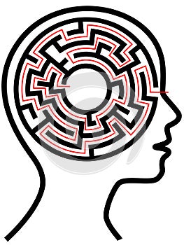 Circle Maze Puzzle as a Brain in Outline Profile