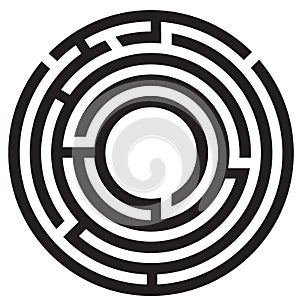 Circle maze symbol on white background.