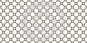Circle mesh texture. Vector monochrome seamless pattern with circular grid, net