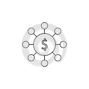 circle of money icon. Element of banking icon for mobile concept and web apps. Thin line icon for website design and development,