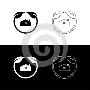 Circle nature leaf house vector logo template design
