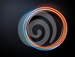 A circle of neon lights on a black background