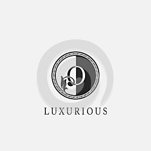 Circle O Letter Logo Icon. Classy Vintage Ornate Leaf Shape design on black and white color for business initial like fashion,